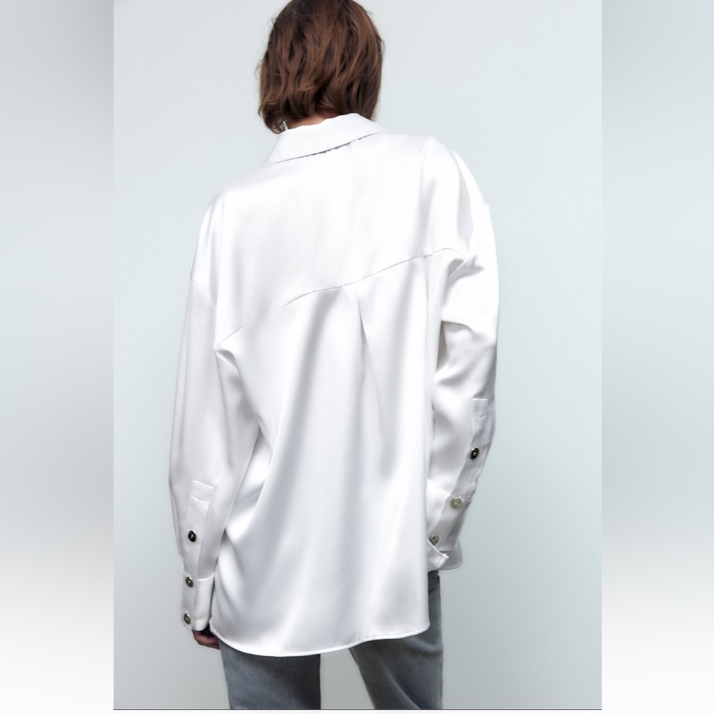 Zara buttoned satin effect shirt fit for L